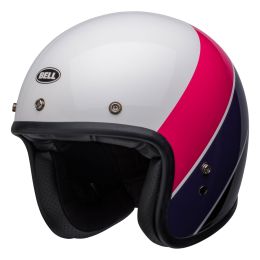 Jet-Helm Cafe Racer Bell Custom 500 Riff Rosa Lila Glanz Weiß
