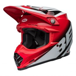 Casco Motocross Bell Moto-9S Flex Rail Rosso Bianco Nero