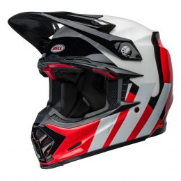 Motocross-Helm Bell Moto-9S Flex Hallo Cousteau Streifen Weiß Rot Schwarz
