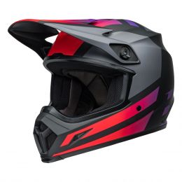 Motocross Helmet Bell MX-9 Mips Alter Ego Black Red Silver Matte