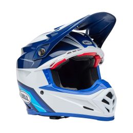 Casco Motocross BELL MOTO-9S FLEX Merchant Blu Bianco Lucido