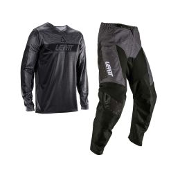 Completo bambino LEATT Moto 3.5 Ride Stealth nero grigio maglia e pantaloni