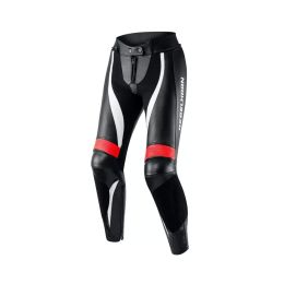 REBELHORN REBEL Damen Leder Motorradhose Schwarz/Fluoreszierend Rot/Weiß