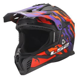 Casco cross LS2 MX708 FAST II GROTESK viola arancio