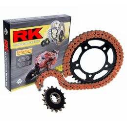Kit trasmissione RK catena XRE aperta arancio 112 520 corona 39 z pignone silenziato 17 z