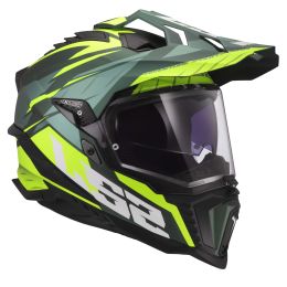 Casco Enduro Dual Road LS2 MX701 EXPLORER Spire Verde Opaco Giallo Hi-Viz