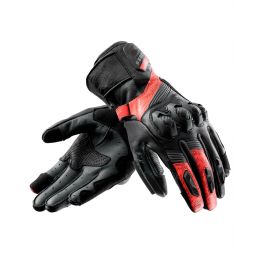 REBELHORN VIPER Herren Motorradhandschuhe in Schwarz/Grau/Fluoreszierend Rot