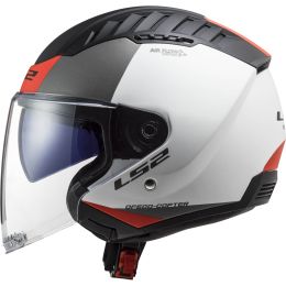 Casque Jet LS2 OF600 COPTER II Urbane Blanc Mat Rouge