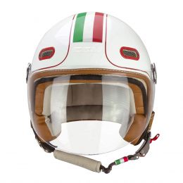 DEMI JET HELMET CGM 109I GLOBO ITALIA WHITE / GREEN / RED LONG VISOR