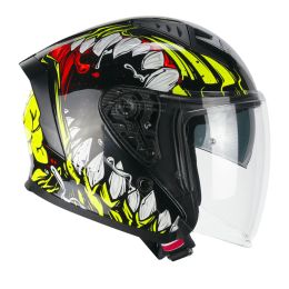 Jet Helm CGM 127X DEEP FREAKER Schwarzes Fluo-Gelb