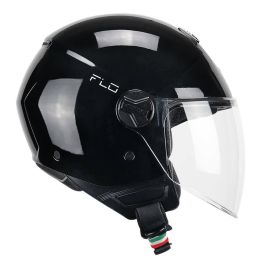 Jet Helm CGM 167A FLO Mono Glänzendes Schwarz Langes Visier