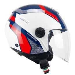 Jet Helm CGM 167D FLO Sport Blau Weiß Rot Glänzend Langes Visier