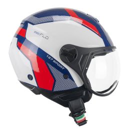 Jet Helm CGM 167D FLO Sport Blau Weiß Rot Glänzend Geformtes Visier