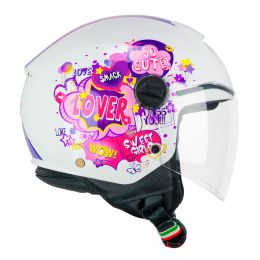 Child Motorcycle Jet Helmet CGM 261G MINI COMICS Fuchsia White