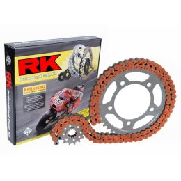 Kit trasmissione RK catena XRE aperta arancio 112 maglie 520 corona 48 pignone racing 13 z