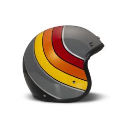 Jet Helm Cafe Racer DMD RETRO Curve Grau Rot Gelb