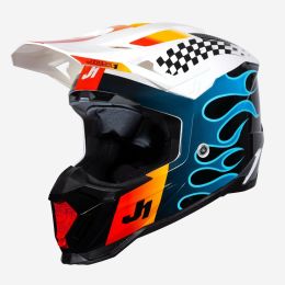 Casco Motocross JUST1 J40 SIXTIES blu/nero/bianco lucido