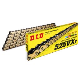 CATENA TRASMISSIONE DID 525 VX3 GOLD & BLACK 118 MAGLIE CON GIUNTO A RIVETTO ZJ
