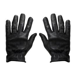 Cafe Racer Leather Motorcycle Gloves DMD Shield Black Leather
