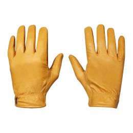 Cafe Racer Leather Motorcycle Gloves DMD Shield Yellow