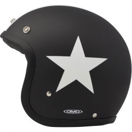 Jet Helmet Cafe Racer DMD Vintage Star Black White