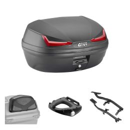 Kit bauletto GIVI E455 SIMPLY IV nero rosso 45L per YAMAHA MT07