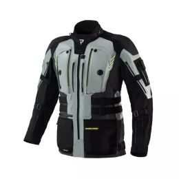 REBELHORN PATROL Men's Motorcycle Jacket Grey/Black/Fluorescent Yellow