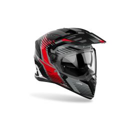 Enduro Helm AIROH Bandit Spicy Grau Schwarz Rot Glänzend