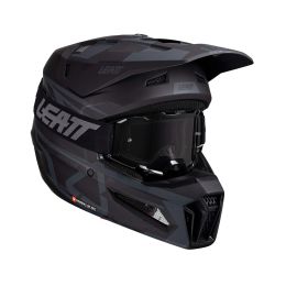LEATT Moto 3.5 Motocrosshelm Stealth Schwarz Grau mit Maske 3.5