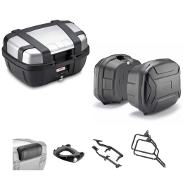 GIVI TREKKER LITE aluminum gray/black top case luggage 52/35L for SUZUKI DL V STROM