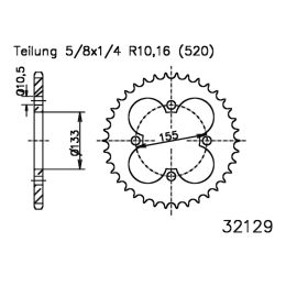 MOTORRAD HINTER KETTENRAD ESJOT 50-32129-38