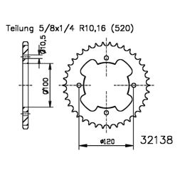 COURONNE MOTO ESJOT 50-32138-34 520 Z34