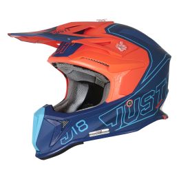 CASCO MOTOCROSS JUST1 J18 MIPS VERTIGO BLU / BIANCO / ARANCIO FLUO