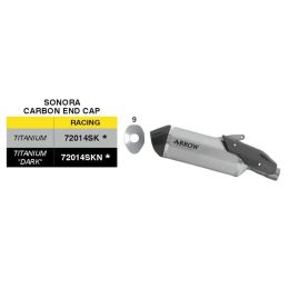 Marmitta Slip-On ARROW racing Sonora nero titanio carbon cap per Moto Morini X-CAPE 1200