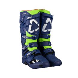Bottes moto LEATT Moto 4.5 Enduro bleu vert noir fermeture SideLock