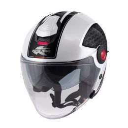 Casque Jet KAPPA KV35 Double Visor Dexter Blanc Brillant Noir Rouge