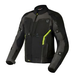 Veste de moto pour homme REBELHORN BORG Noir/Gris foncé/Jaune fluorescent
