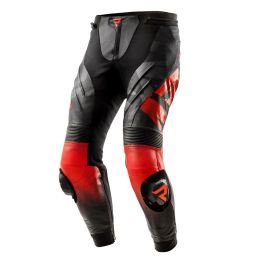 REBELHORN INFERNO Herren Leder Motorradhose Schwarz/Fluoreszierendes Rot