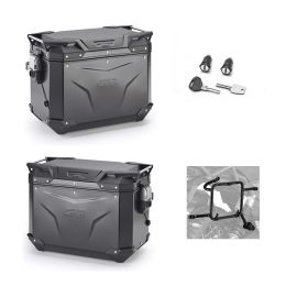 GIVI TREKKER OUTBACK EVO Side Luggage Kit Black Aluminum 48L for MORINI X-CAPE