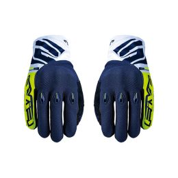 Guanti Motocross FIVE E3 EVO Estivi Blue Giallo Fluo