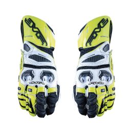 Motorcycle Gloves FIVE RFX RACE Summer Leather White Fluo Yellow