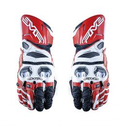 Motorrad-Handschuhe FIVE RFX RACE Sommer Leder weiß Rot