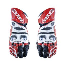Guanti Moto FIVE RFX RACE Estivi in Pelle Nero Bianco Rosso