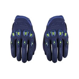 Guanti Moto FIVE STUNT EVO2 Estivi Blu Notte Giallo Fluo
