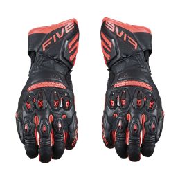 Guanti Moto FIVE RFX3 EVO Estivi in Pelle Nero Rosso Fluo