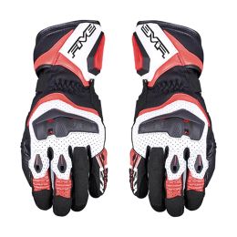 Guanti Moto FIVE RFX4 EVO AIRFLOW Estivi in Pelle Bianco Rosso Fluo