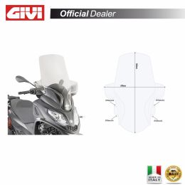 GIVI austauschbare transparente Windschutzscheibe 84x69cm für PIAGGIO Mp3 300 HPE
