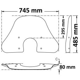 Kit parabrezza summer trasparente 745x485mm omologato ABE con attacchi