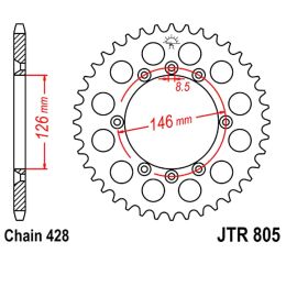 Motorrad hinter kettenrad JT JTR805.50