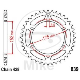 Kettenrad57Z Teilung428 Yamaha DT 125 R 4BL